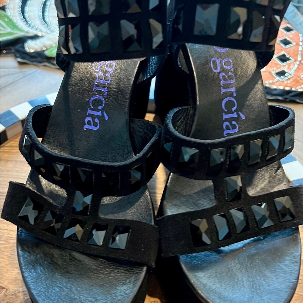 Pedro Garcia Black Studded Sandals
